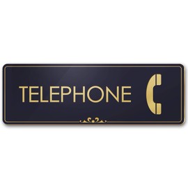 Telephone - Laser Engraved Sign - 3"x9" - .050 Black and Gold Plastic