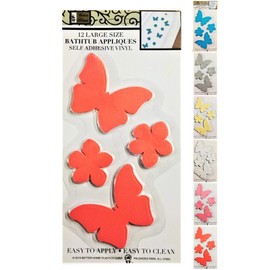 Better Home 12 Butterfly Shape Bathtub/Shower Appliques Safety Non Slip Treads, Latest Decoration Colors (Spice)