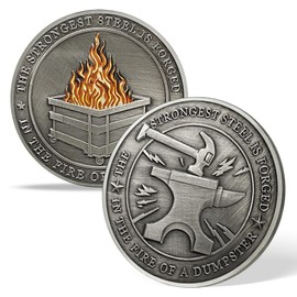 AtSKnSK Dumpster Fire Challenge Coin - Funny Dumpster Fire Desk Accessories Challenge Coin Novelty Coins Collector's Coins Pocket Token A Chip Challenge Locket Gifts for Men Wome