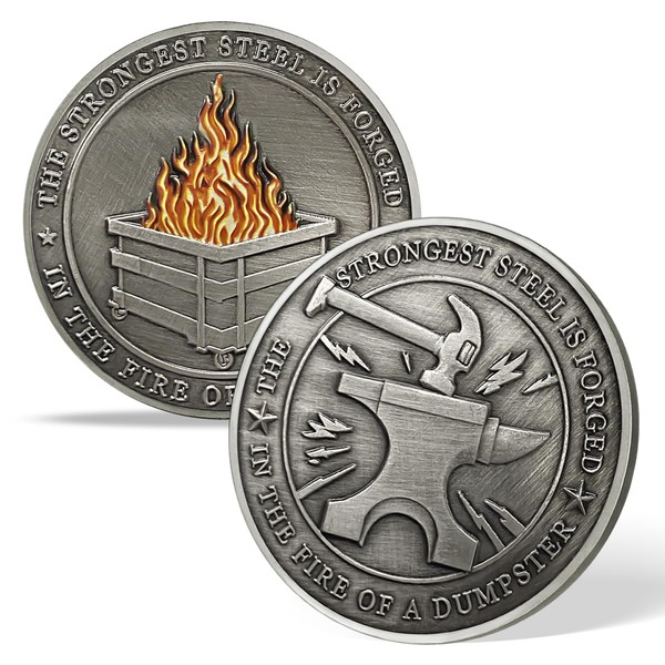 AtSKnSK Dumpster Fire Challenge Coin - Funny Dumpster Fire Desk
