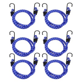 HARFINGTON 6Pcs Bungee Cord with Hooks 31" Rubber Bungee Cords Heavy Duty Tie Down Straps with Metal Hooks for Cars Outdoor Camping Straps, Blue