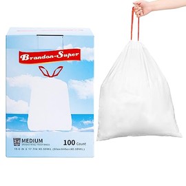 Brandon-super Bolsa De Basura Pequeña, Bolsas De Basura Con Cordón De 4 Galones Para Botes De Basura Pequeños De 2 A 4 Galones, Bolsas De Basura Para Oficina, Cocina, Baño, Gruesas Y Elásticas (100 Un