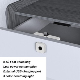 Fingerprint Cabinet Lock, 0.5 Seconds Fast Unlocking Embedded Fingerprint Drawer Lock, Child Safety Electric Fingerprint Lock - Smart Biometric Cabinet Lock for Home Office (White)