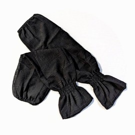 Beaded Club Arm Cover, Gauze Fabric, Black, Cool Touch, Sun Protection, 18.5 inches (47 cm), Stays in Place, Black, Long Length, Cooling, Plain, UV Protection, Sunshade, Sports, Stylish, Women's