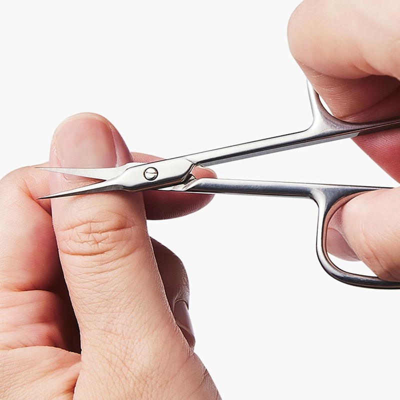 Stainless Steel Nail Scissors, Cuticle Scissors with Curved Tip, Multipurpose
