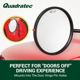 Quadratec Adventure Doorless Mirrors with Round Head, Pair of 2 - Fits Jeep Wrangler CJ, YJ, TJ, JK, JL & Gladiator JT 1976-2022 - Fits Jeeps with Doors Off - Door Hinge Pin Mirrors - Solid Steel