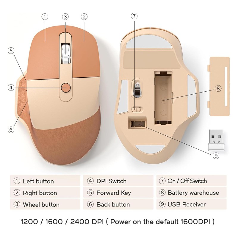 Wireless Ergonomic Keyboard and Mouse Combo with PU Wrist Rest,