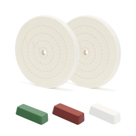 SCOTTCHEN 6inch Buffing Polishing Wheels 1/2" Arbor Hole,2 Pcs Fine (40Ply) for Bench Grinder,with Buffing Polishing Cutting Compound 4 Oz.Kit