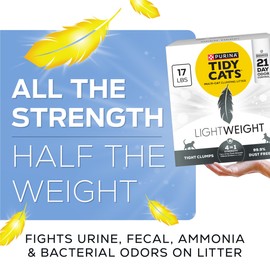 Purina Tidy Cats LightWeight 4-In-1 Strength Multi-Cat, Odor control, Clumping, 99.9 Percent Dust Free Cat Litter - 17 lb. Box