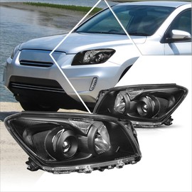 Replacement Projector Headlights Assembly Compatible with 09-12 Toyota Rav4 | Headlamps with Black Housing Clear Corner