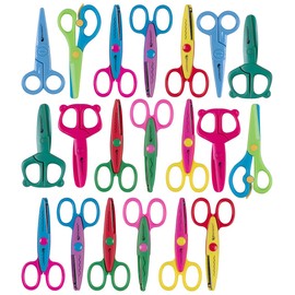 Playtastic Children's Scissors: 20-Piece Craft Scissors Set for Children, with Rounded Klin (Stainless Steel Scissors, Contour Scissors Set)