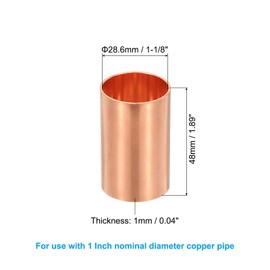 PATIKIL 1" Copper Coupling Fittings with Sweat Ends, Straight Copper Pipe Fitting Coupler Without Stop Solder Connection Welding Joint Connector for HVAC Air Conditioning Plumbing