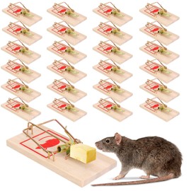 Meetory Pack of 24 Mouse Traps Impact Traps, Reusable Rat Traps, Mouse Traps Made of Wood, Mouse Trap Professional in Home and Garden