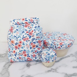 Shinenut Bolsas de pan reutilizables con tazón y cubierta para tarro para almacenamiento a prueba de pan de masa madre