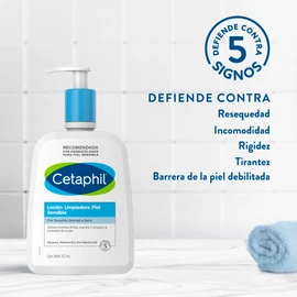 CETAPHIL Loción Limpiadora Piel Sensible 1 pz 473 ml Hidrata Mientras Limpia y Suaviza Recomendada por Dermatólogos para Piel Sensible