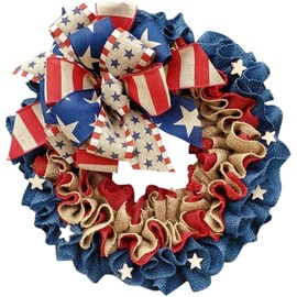 4th July Wreath Patriotic Wreath Independence Day Wreath for Front Door Indoor Wall Decoration