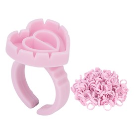 Pack of 100 Eyelash Glue Holder Ring Cups, Easy Grafting of Eyelash Glue Ring Cups, Remove Excess Glue, Eyelash Glue Holder Cups for Eyelash Extensions