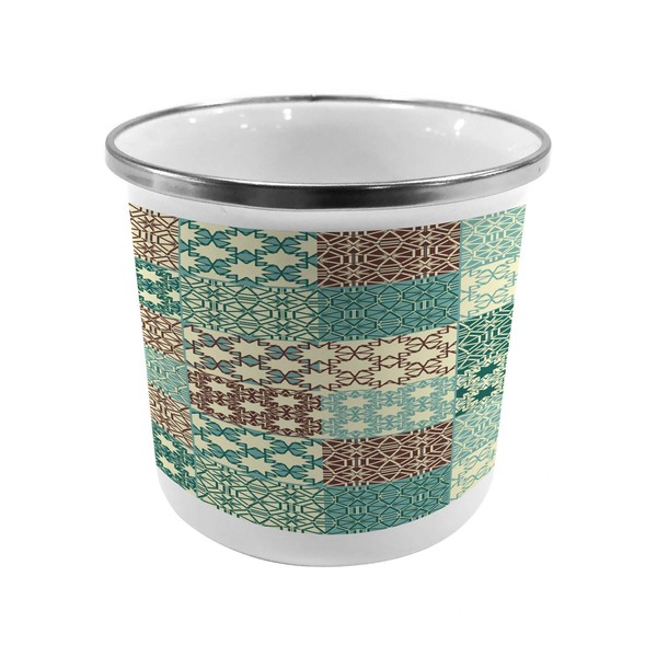 Lunarable Moroccan Steel Camping Mug, Different Classic Patterns Tracery Ornamental