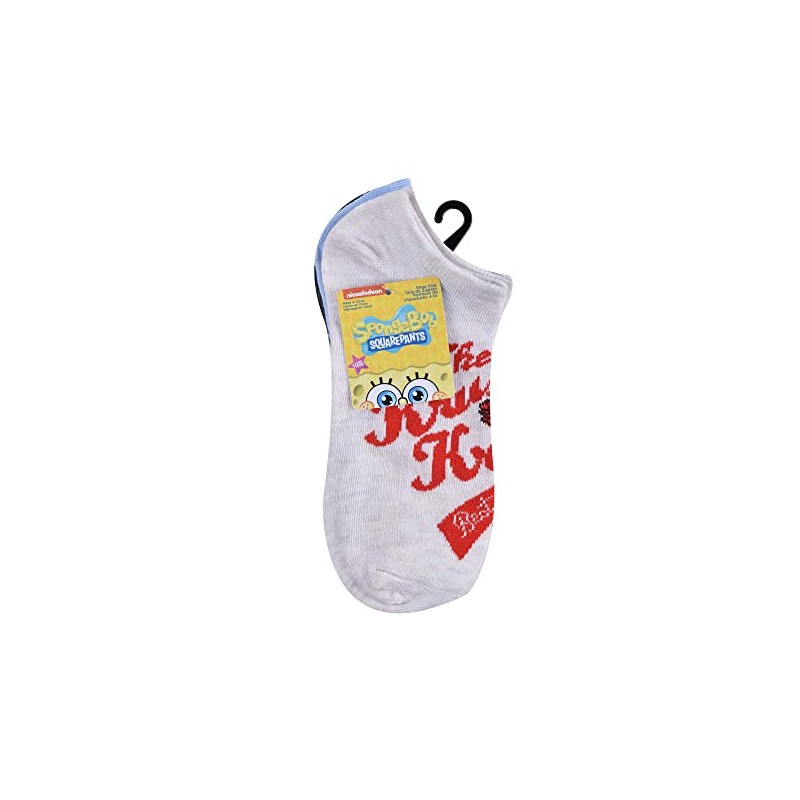 Spongebob Women's 5-Pack No Show Socks, Krusty Krab Multi, 9-11