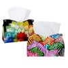 2 Pack Tissue Box Cover Holder, Rainbow Zebra Pattern Rectangle