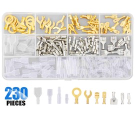 Litorange CA/CW104 Terminal Set, Increasing Plate Thickness, 230 Pieces, Male/Female Type, Insulation Sleeve, Connection Terminals, Electro Taps, Wiring, Processing, DIY, Giboshi Terminals, Brass, Bare Crimp Terminals, Universal Use, Waterproof, Automobi