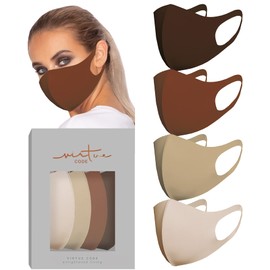 VIRTUE CODE Second Skin Cloth Face Mask Pack. 4 Buttery Soft Masks Washable Fabric - Desert Rose Face Mask Reusable. Stretchy, Comfortable, Fresh Facemask.