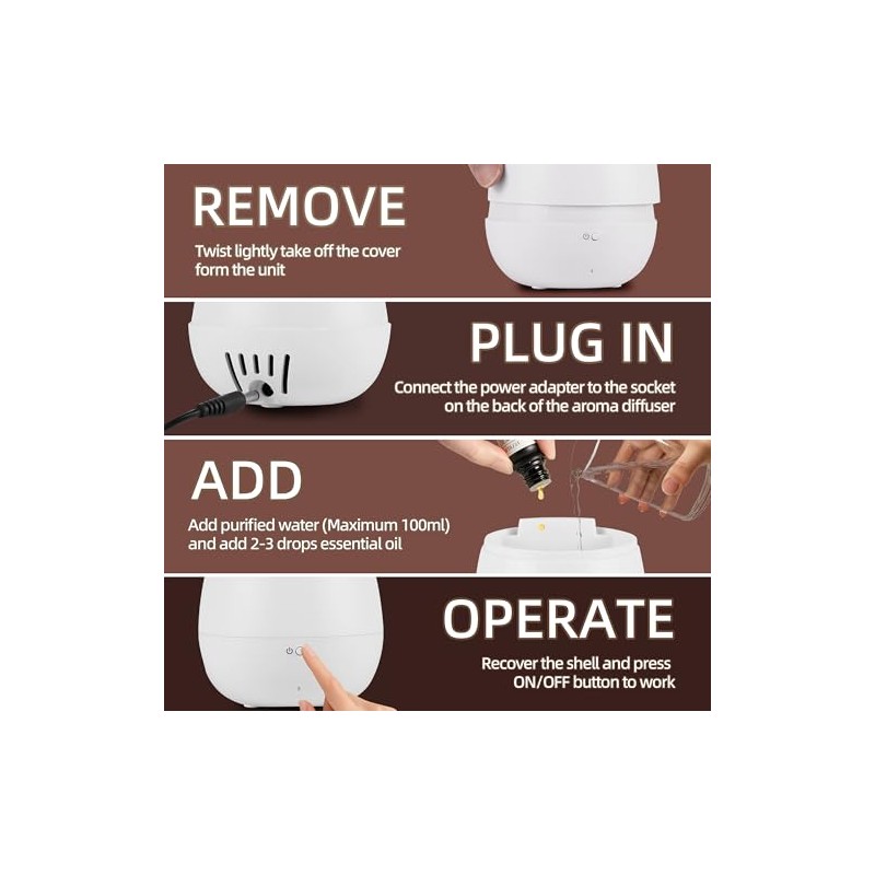 Essential Oil Diffuser, Small Ultrasonic Aromatherapy Diffuser with Auto-Off Function,