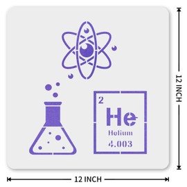 MAGJUCHE Science Stencil 12 Inches, Reusable Scientist Lab Stencil for Painting DIY Crafts Decor