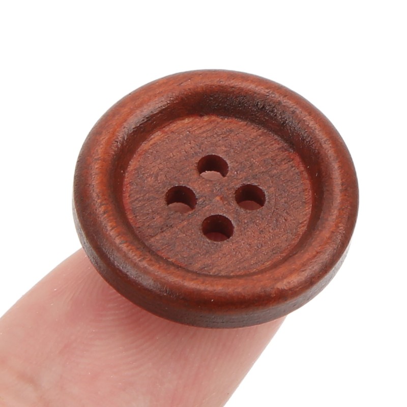 100Pcs Wooden Button 20mm 4 Holes Delicate Cute Waterproof Clothing