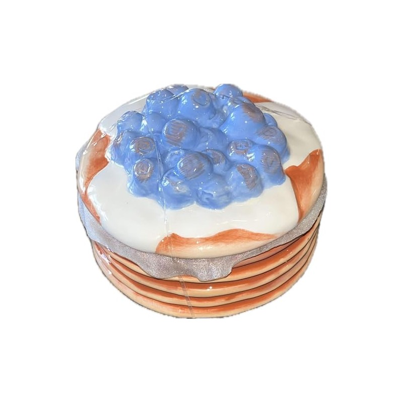 1616Holdings Ceramic Blueberry Pancake Stack Trinket Box Jar 6in x