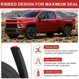 326A0004 Tonneau Cover Bulkhead Seal 3/5 in x 65 in, Truck Bed Cover Seal, Self-Adhesive EPDM Ribbed Foam Rubber Weather Stripping for RV, Boat, Auto, Truck, Marine, Garage Door (Black)