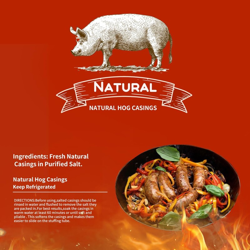 Natural Hog Casings for Sausage Making, 2.5-Pound - 100% collagen