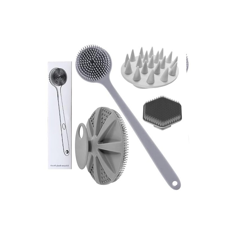 Set de 4 Cepillos de Baño de Silicona, Cepillo Corporal