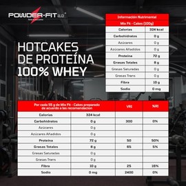 PowderFit Fit-Cakes — Mezcla en Polvo para Hot Cakes de Proteína Whey | 25g Proteína, 0 Carbs, Sin Azúcar, Sin Gluten | Desayuno Fit Keto en 3 Min | 3