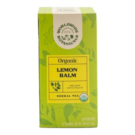 Worldwide Botanicals Worldwide Botanicals Organic Lemon Balm Tea, 25 Tea Bags - 50% more herbs with 2.25g per teabag - 100% Pure Lemon Balm Leaves, Kosher