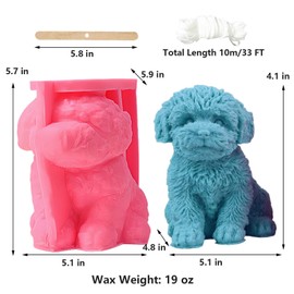 5.9 Inch Large Dog Silicone Molds, Teddy Candle Mold for Soap Soy Wax DIY Handcraft, Cute Puppy Resin Mold for Party Home Dinner Festive Days Wedding Car Decoration