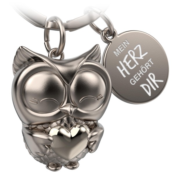 FABACH Owl Keyring Owly with Heart and Engraving - Cute