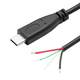 Short USB C to 4 Pin Bare Wire Open End Wire 10inch, 20AWG 5V USB Type C Male Plug 4 Pin Pigtail Wire Power and Data Cable, for USB Type C Equipment Installed or Replacement Repair DIY Cable(2Pcs)