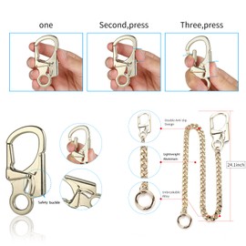 Ahiller Biker Wallet Chain, Heavy Duty Pocket Chain with Round Clasp, Men Chains for Keys, Jeans, Pants, Purse and Handbag (T-Gold-2PCS)