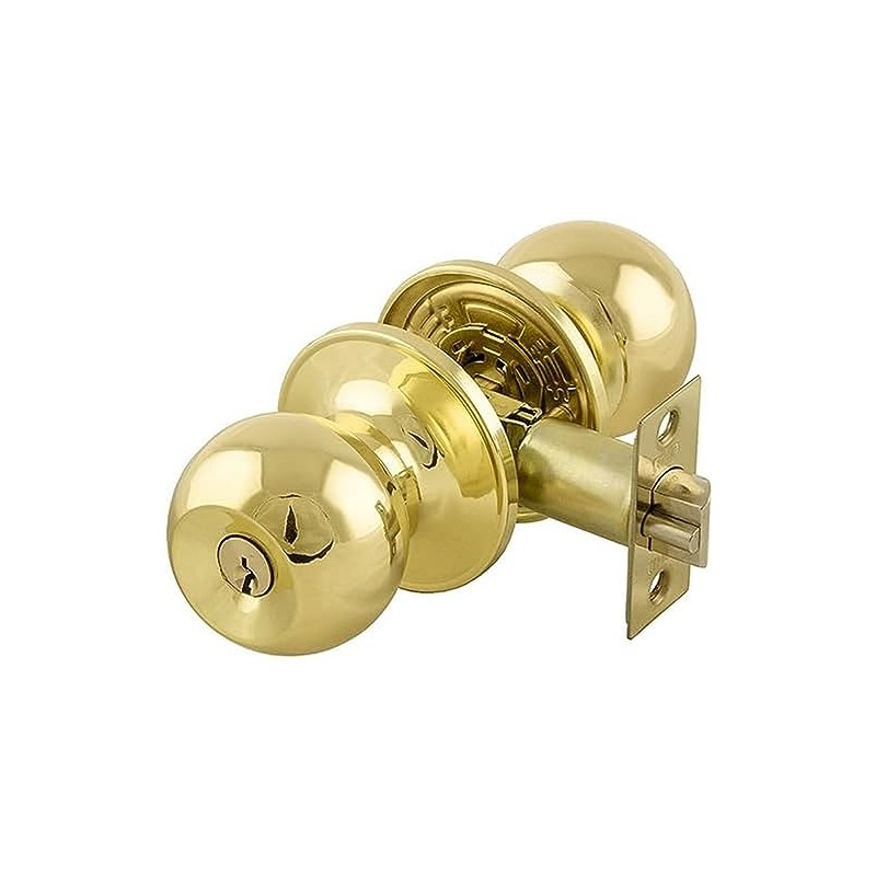 Romak 608640KD Raymond Polished Brass Entrance Knob Set