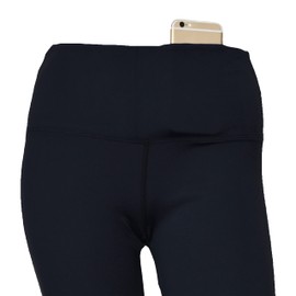 Private Island Women UPF50+ Bootcut Long Leggings Pants Pocket Swim Swimsuit Rash Guard Bathing Bottom (M, Black-RMLBC)