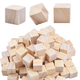 Wood Cubes,100pcs Square Blocks Unfinished Cubic Wooden for Math Counting Craft Childlike Game - 1.5CM