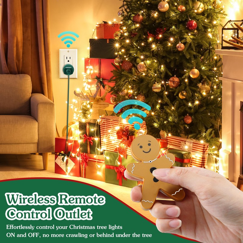 Enhon Wireless Remote Switch for Christmas Tree Lights, Works Up