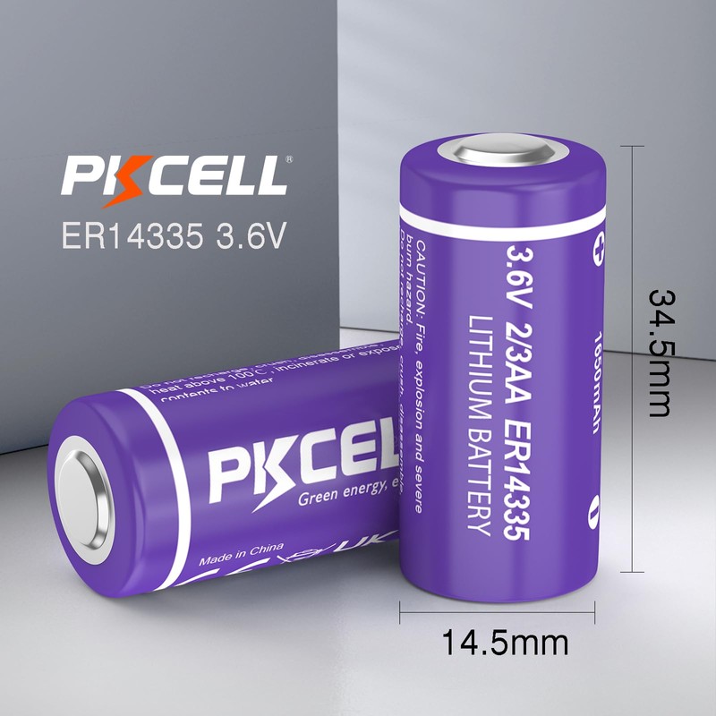 PKCELL ER14335 2/3AA Batteries 3.6V 1650mah Primary Lithium Battery 12-Pack