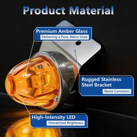 2-Pack Amber Watermelon Light with 45° Stainless Steel Mounting Brackets, Compatible with Freightliner, Kenworth, Peterbilt, International, Mack Trucks & Trailers