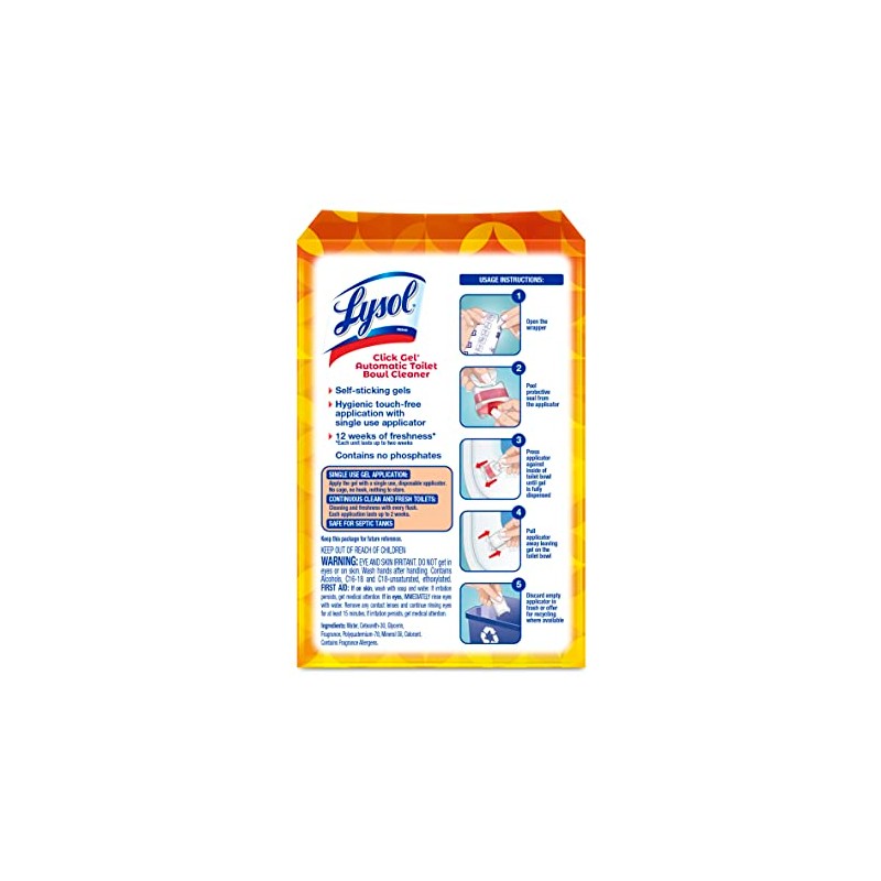 Lysol Limpiador automático para inodoro de gel, mango e hibisco,