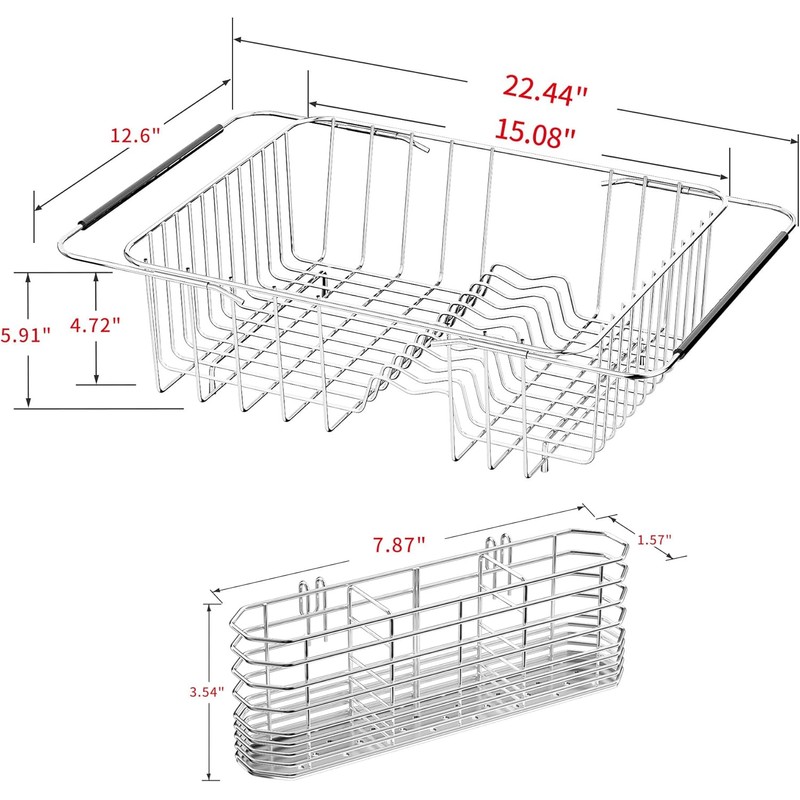 JAQ Over Sink Dish Drying Rack for Medium to Large