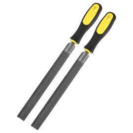 M METERXITY 2-Pack Half-Round Metal File 8 Inch, High Carbon Steel File Diamond File Hand File W PVC Grip Handle for Wood/Metal/Ceramic/Glass/Stone/Jewelry/Tile/Model/DIY/Sharpening File