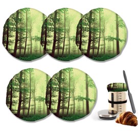 Misty Forest Cloth Covers for Sourdough Starter Jars,Fantasy Green Tree Heat Preservation to Increase Fermentation for Bread Rising Sourdough Bread Proofing Cover（5 Pack）