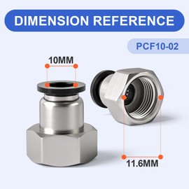 Bwintech 10 x 10 mm hose AD x 1/4 inch BSP female thread, straight, for insertion, pneumatic adapter, PCF10-02 quick release for air lines